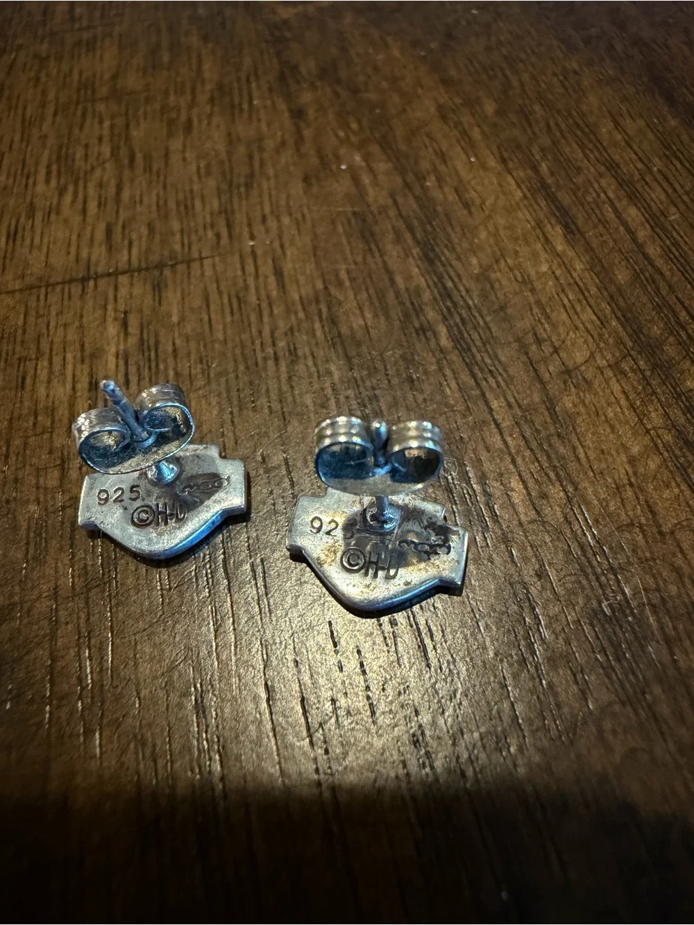 Harley-Davidson Silver Shield Earrings - Picture 2 of 2